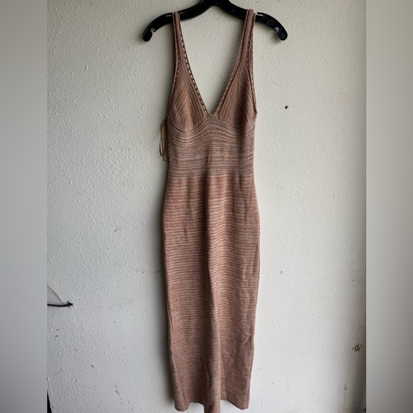 Torn by Ronny Kobo Darcy Madi Open-Back Knit Maxi Dress M BROWN SAND - Picture 3 of 7